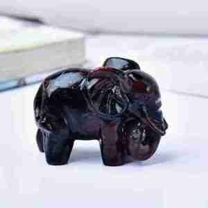 Garnet Elephant Crystal Sculpture Statue