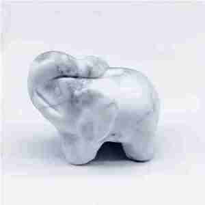 Howlite Elephant Crystal Sculpture Statue