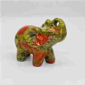 Unakite Elephant Crystal Sculpture Totem Statue
