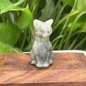 Labradorite Cat Sculpture Statue