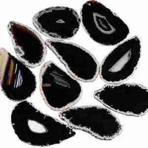 Black Agate Crystal Gemstone Slice