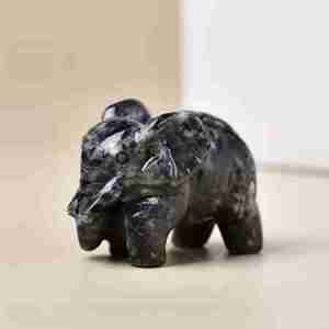Flame Stone ( Yooperlite ) Elephant Crystal Sculpture Totem Statue
