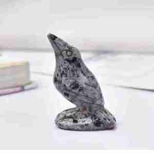 Flame Stone Raven Crystal Sculpture Totem Statue