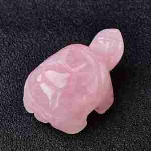 Rose Quartz Turtle Crystal Sculpture Totem Statue