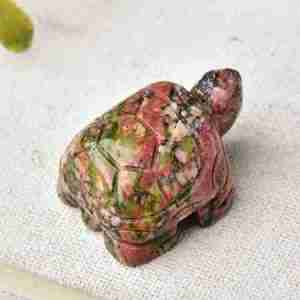 Unakite Turtle Crystal Sculpture Totem Statue