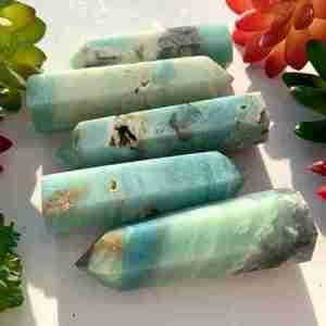 Blue Sky Amazonite Crystal Pillar Tower Obelisk Point Wand