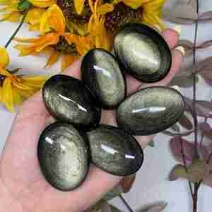 Gold Obsidian Crystal Palm Worry Stone