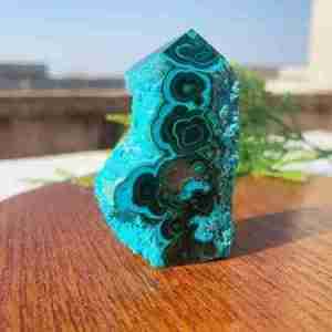 Malachite Crystal (Chrysocolla) Pillar Tower Obelisk