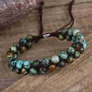 African Turquoise Crystal Handwoven Adjustable Rope Bracelet
