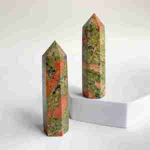 Unakite Crystal Pillar Tower Obelisk Point Wand
