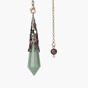 Emerald Crystal Faceted Dowsing Divination Pendulum Pendant with Chain