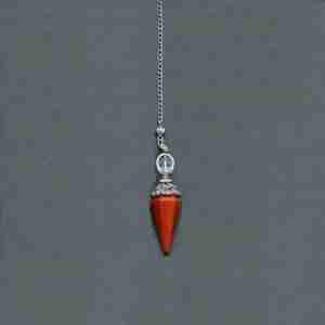 Red Jasper Crystal Faceted Dowsing Divination Pendulum Pendant with Chain