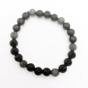 Black Tourmaline & Gray Rainbow Labradorite Bracelet