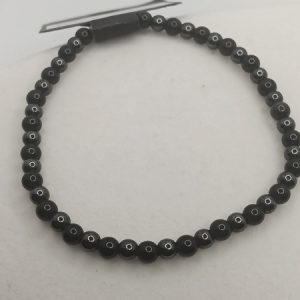Obsidian & Hematite Bead Stretch Bracelet