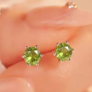 Peridot & .925 SS Round Stud Earrings