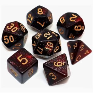 Polyhedral Dice, Red and Black Glitter