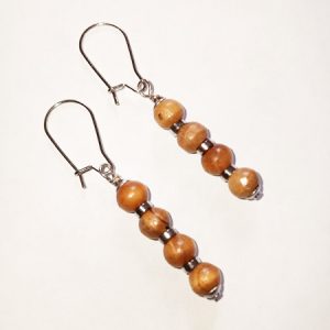 Olive Wood Straight Dangle Earrings